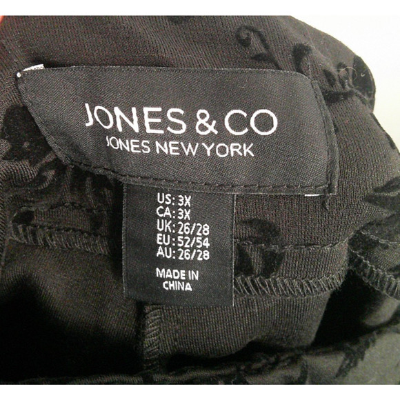 Jones New York Women's 3X Black Velvet on Black Floral Dress Pants - Picture 7 of 9